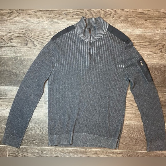 Calvin Klein jeans sweater gray ribbed mens large - Picture 2 of 8